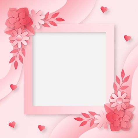 Paper style valentine's day photo frame ... | Free Vector #Freepik #freevector #frame #love #template #celebration Valentine Frame, Love Template, Photo Frame Template, Valantine Day, Romantic Frame, Frame Love, Background Square, Valentines Frames, Free Wallpaper Backgrounds