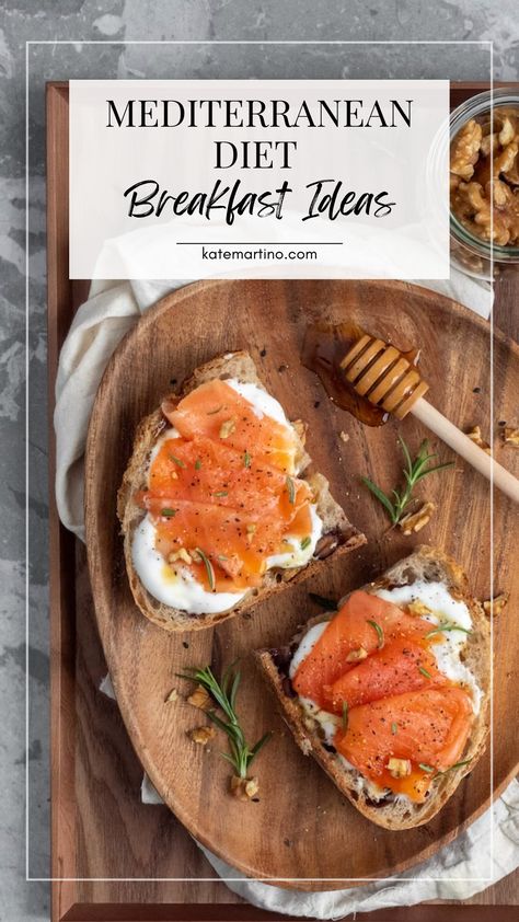 Mediterranean Diet Meal Plan Breakfast, Mediteranian Diet Recipes Healthy Breakfast, Medditeranean Meals, Mediterranean Diet Recipes For Beginners Breakfast, Quick Mediterranean Breakfast Ideas, Medaterain Diet Breakfast, Pescatarian Breakfast Ideas, Pescatarian Breakfast, Simple Healthy Breakfast Ideas