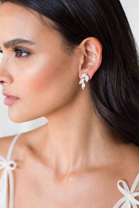 Jewelry - Brides and Hairpins Handmade Sparkling Leaf Cluster Post Earrings Style # ASHTONACC – View Image 1 Swarovski Crystal Drop Earrings, Bride Earrings, Wedding Bridal Jewellery, Crystal Drop Earrings, Opal Crystal, Davids Bridal, Bridesmaid Earrings, Bridesmaid Jewelry, Wedding Earrings