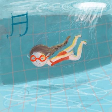 Pool Drawing, Cafe Posters, Water Illustration, Beach Illustration, Children's Illustration, Illustration Portfolio, Childrens Books Illustrations, Book Illustration Art, Pretty Drawings