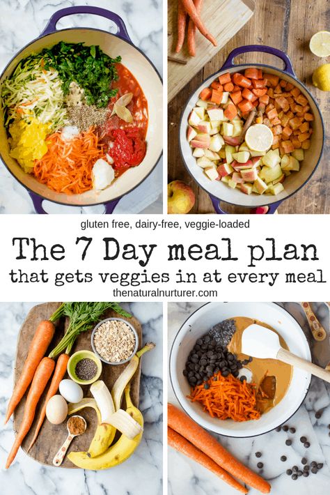 The 7 Day meal plan that gets veggies in at every meal (family-friendly, gluten free, dairy-free) Slow Cooker Recipes Family, Slow Cooker Pasta Recipes, Vegan Slow Cooker Recipes, Vegetarian Slow Cooker Recipes, Slow Cooker Dinner Recipes, Day Meal Plan, Slow Cooker Recipes Beef, 7 Day Meal Plan, Family Meal Planning