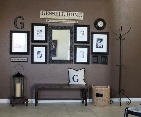 Love the last name on wall. Maybe add family scripture under last name and pics of family #LongWallDecor Contemporary Hallway, Decor Ikea, Decor Themes, Parade Of Homes, Hallway Ideas, New Wall, Decor Rustic, My New Room, My Dream Home