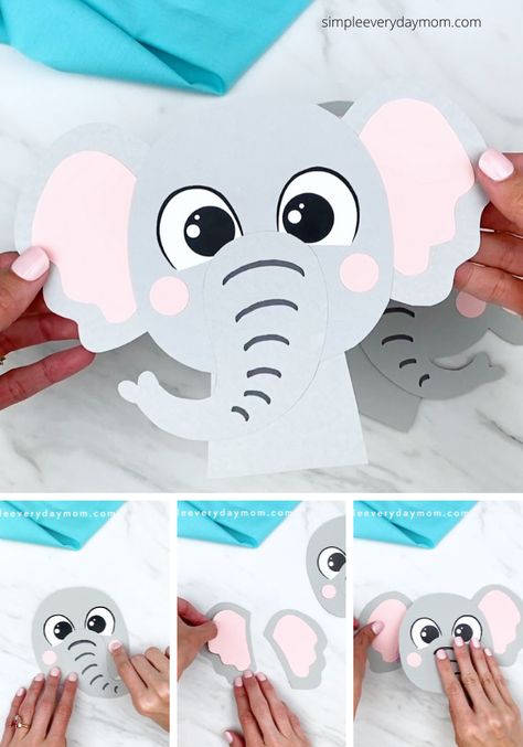 Elephant Craft, 100 Días De Clases, Elephant Template, Flower Wall Decoration, Zoo Animal Crafts, Lion Craft, Elephant Printable, Pink Marker, Elephant Crafts