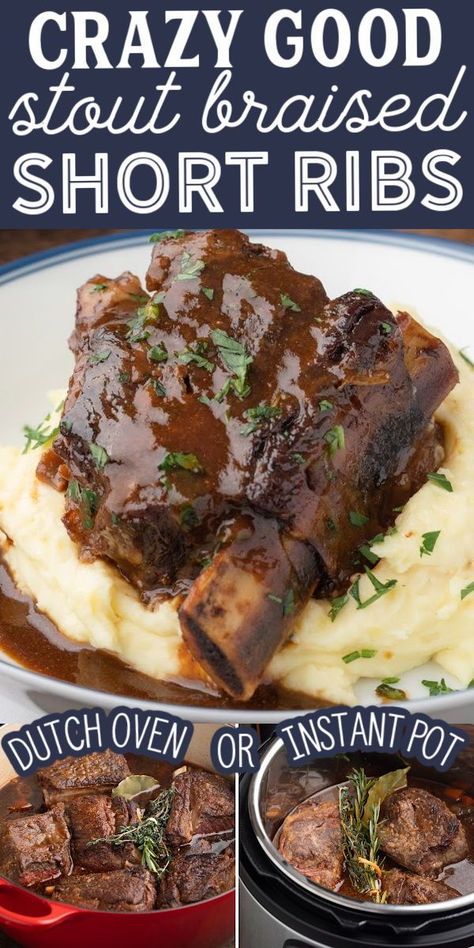 Best Short Rib Recipe, Short Rib Recipes Oven, Braised Beef Short Ribs Recipe, Ribs Recipe Oven, Beer Braised Short Ribs, Beer Braised Beef, Instapot Recipes Chicken, Braised Short Ribs Recipe, Short Ribs Slow Cooker