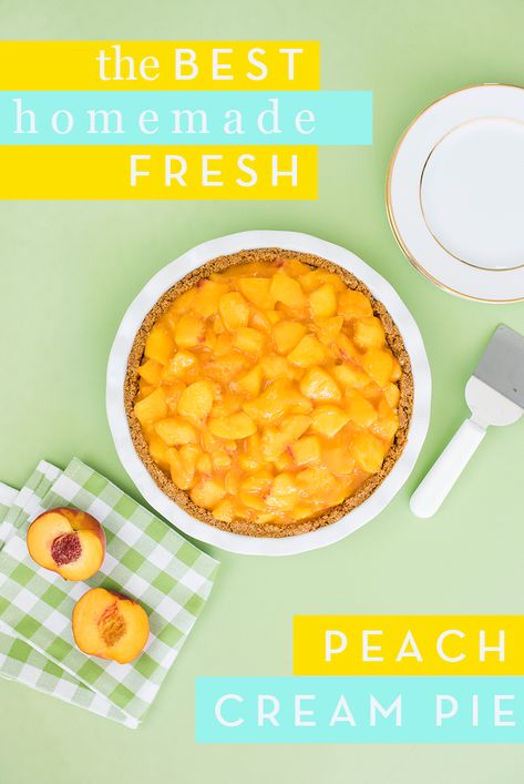 Peach Cream Pie, Best Peach Pie, Homemade Graham Cracker, Fruit Pie Recipe, Fruit Tart Cake, Fresh Peach Pie, Peach Sauce, Peach Pie Recipes, Homemade Graham Cracker Crust