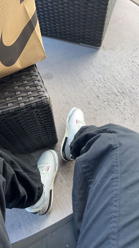 Jordan 3 Reimagined Outfit Men, Jordan 3 Reimagined Outfit, Jordan 3 Reimagined, Jordan 3 White Cement Reimagined, Irl Pfp, White Cement Reimagined, Jordan 3 White Cement, Men Aesthetic Outfits, Fake Profile