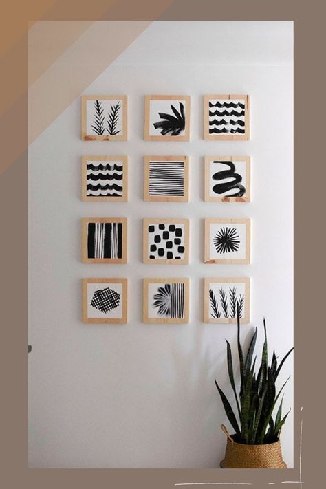 Wood Block Art, Hallway Gallery Wall, Kraf Kertas, Interior Design Per La Casa, Hiasan Bilik Tidur, Diy Wand, Dekor Diy, Diy Holz, Block Art