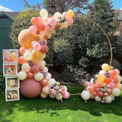 Ballon Ring Arch, Cake Table Balloon Arch, Balloon Arch Round Backdrop, Ballon Arch On Ring, Metal Circle Backdrop, Balloon Garland Ring, Circle Arch Baby Shower Backdrop, Balloon Arch On Circle Stand, Ring Arch Balloon Decor