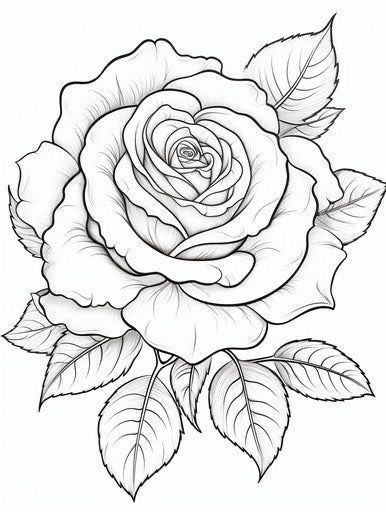 Printable Flower Coloring Pages, Rose Drawing Tattoo, Flower Art Drawing, Rose Tattoo Design, Tattoo Design Book, Rose Drawing, Roses Drawing, Pola Sulam, Tattoo Outline