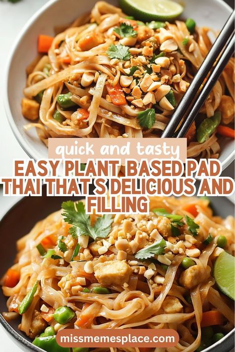 Vegan Pad Thai Sauce, Pad Thai Recipe Easy, Easy Vegan Pad Thai, Vegan Pad Thai Recipe, Tofu Pad Thai, Vegetarian Thai Recipes, Rice Noodle Recipes, Vegan Pad Thai, Tofu Noodles