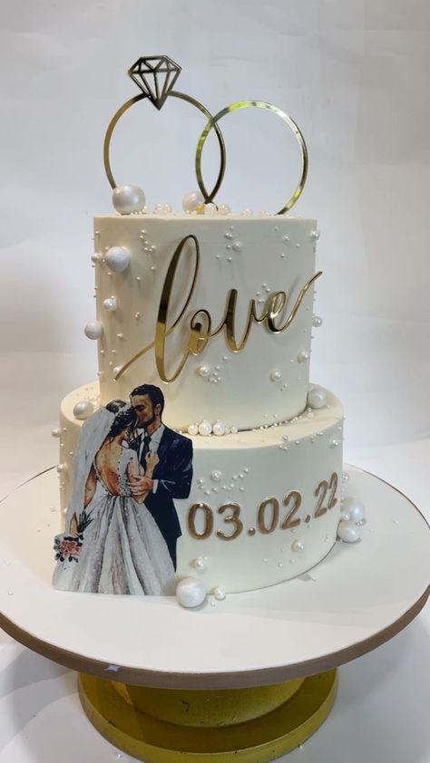 studioonefourthree on Instagram: We made this beaut this week and cannot stop admiring it😍 #engagementcakes #engagementcake #weddingcakes #engagementrings #twotiercake… Engagement Cake Designs Classy, Cake For Engagement Party, Engagement Theme Cake, Engagement Cake Designs Unique, Anniversary Theme Cake, Just Engaged Cake, Engagement Cake Designs, Nikkah Mubarak, Wedding Cake Designs Elegant