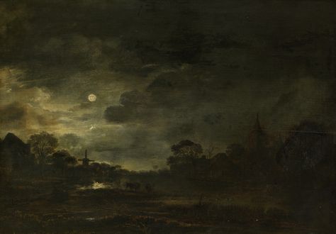 Moody Painting, Moonlight Painting, Dark Landscape, Dutch Golden Age, Art Van, Dutch Painters, Unframed Art Prints, Night Scene, Dutch Artists