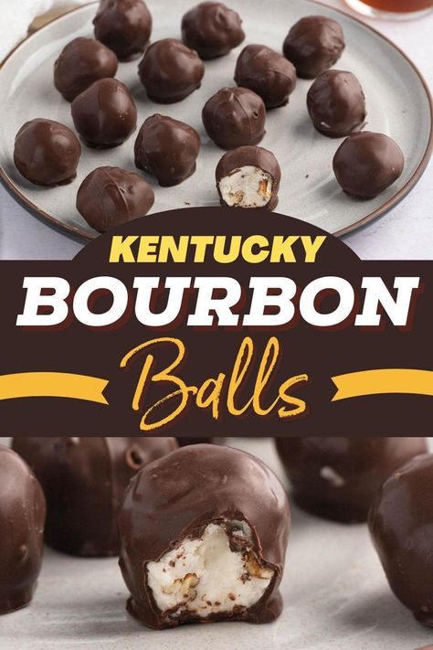 Try these Kentucky bourbon balls for treats you won't forget! Made with chopped nuts, powdered sugar, semi-sweet chocolate, and bourbon, you'll absolutely devour them! Ky Bourbon Balls, Best Bourbon Balls Recipe, Easy Bourbon Balls Recipe, Bourbon Cooking Recipes, Bourbon Balls Without Pecans, Kentucky Bourbon Balls Recipe, Bourbon Balls Southern Living, Boozy Chocolate Truffles, Bourbon Candy Recipes