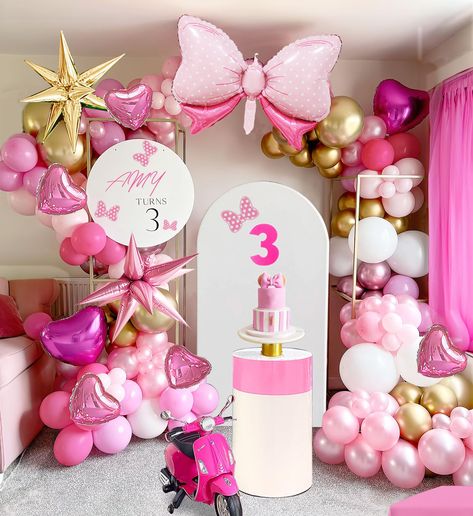 PRICES MAY VARY. 【Minie Mouse Party Decor】All in 1 -140pcs:4 shape of Pink in differents 12/10/5 in Pastel Pink/pearl pink /Hot pink/gold balloon, with tying tool/glue points,and cute Pinl Gold Mylar balloons Perfect for Girl's Birthday Party Decirations 【Kozee Reliable CoLor 】 We insist on 100% real photography by using Color Correction Card，Providing True Color of every single balloons,what you have to do is trust your color insprition and idea.Reliable Consistent Color Balloons to Make your P Minnie Mouse Balloon Garland, 2 Year Photo Shoot, Candy Buffet Graduation Party, Minie Mouse Party, Daisy Duck Party, Birthday Coquette, Pig Birthday Decorations, Peppa Pig Birthday Decorations, Coquette Party