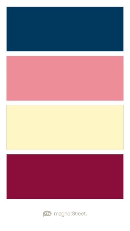 Navy, Dusty Rose, Butter, and Burgundy Wedding Color Palette - custom color palette created at MagnetStreet.com Orange Wedding Color Palette, Charcoal Wedding, Navy Wedding Colors, Custom Refrigerator, Orange Wedding Colors, Chartreuse Color, Wedding Colors Purple, Orange Color Palettes, Planning Board