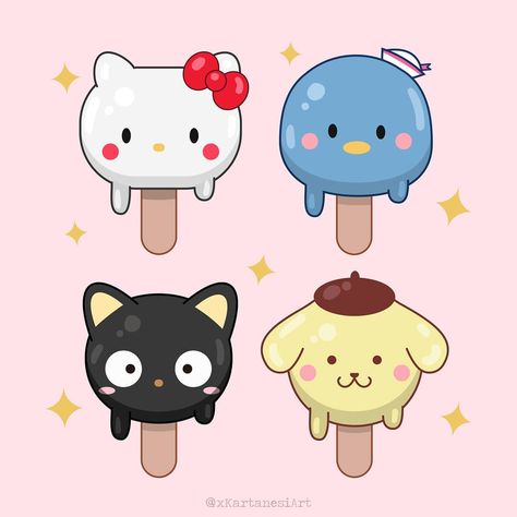 Finni on Instagram: “Sanrio ice cream #1 for #fanartfest2020 ~~ they ended up looking so delicious now Im hungry D: Which one is your fav & which characters…” Kawaii Disney Characters, Sanrio Food Drawing, Sanrio Characters Drawing, Hello Kitty Food Drawing, Ice Cream Draw, Cute Ice Cream Drawings, Macaroon Sanrio Character, Sanrio Ice Cream Drawing, Hello Kitty Ice Cream Wallpaper