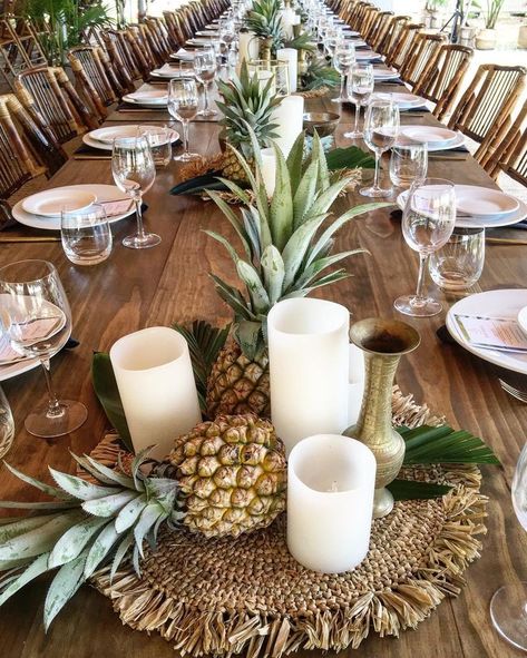 Tropical Bridal Shower Ideas, Summer Bridal Shower Ideas, Pineapple Centerpiece, Pineapple Wedding, Tropical Bridal, Havana Nights, Hawaiian Party, Hawaiian Wedding, Tropical Party