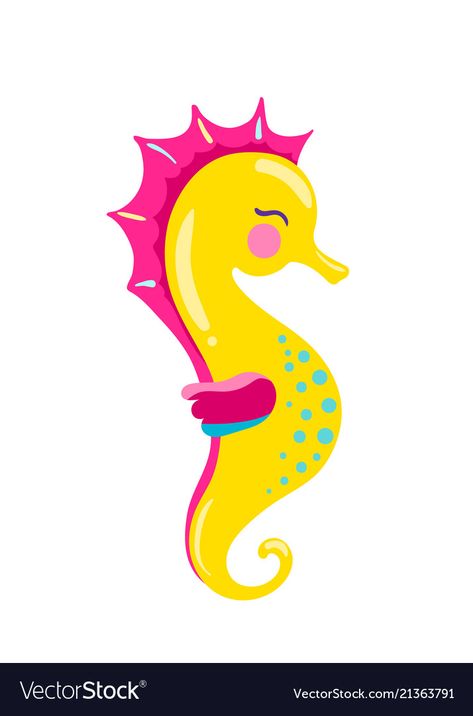 Seahorse Clipart, Seahorse Cartoon, Cute Cartoon Illustration, Seahorse Decor, Ocean Art Painting, Cartoon Sea Animals, Horse Cartoon, School Door Decorations, Hello Kitty Printables