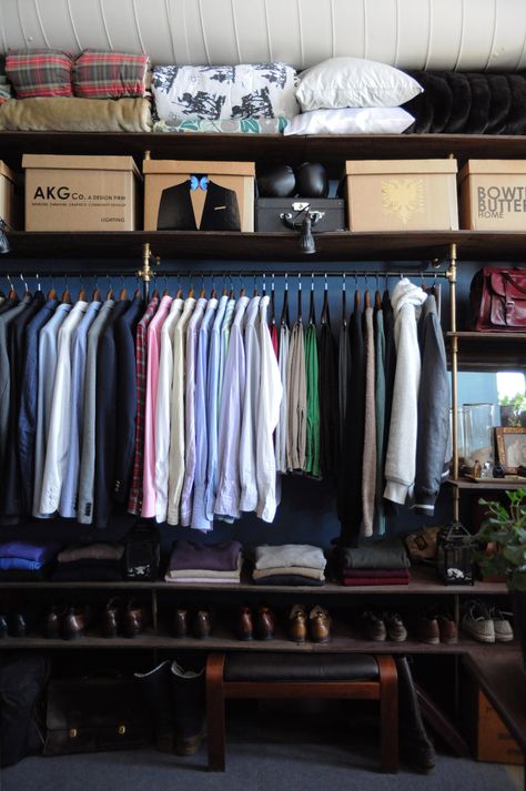 Mens Closet Organization, Closet Inventory, Organized Closet, Small Closet Space, Vintage Loft, Tiny Closet, Small Closets, Men Closet, Small Closet