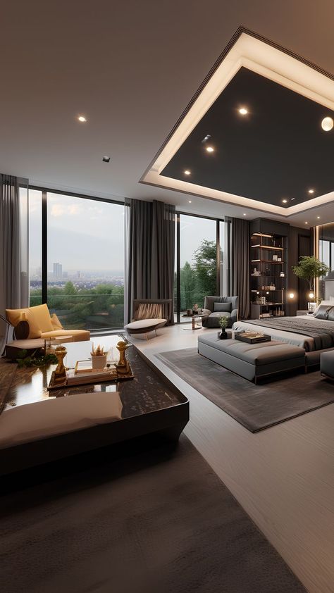 Large Living Room Layout, Mansion Bedroom, Modern Luxury Bedroom, Modern Bedroom Interior, Luxury Bedroom Design, Bed Design Modern, Luxury Bedroom Master, Inspire Me Home Decor, Modern Mansion