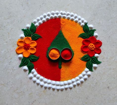 Rangoli For Bhaubeej, Mahalaxmi Decoration, Haldi Kunku, Sanskar Bharti Rangoli, Sanskar Bharti Rangoli Designs, Best Rangoli Design, Simple Flower Rangoli, Simple Rangoli Designs, Very Easy Rangoli Designs