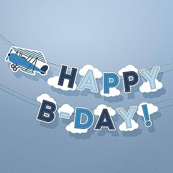 Guirlande Happy Bday Petit Avion : Amazon.fr: Cuisine et Maison Vintage Airplane Birthday Party, Airplane Birthday Cakes, Airplane Banner, Vintage Airplane Birthday, Space Party Decorations, Wedding Post Box, Diy Wedding Stationery, Airplane Theme, Astronaut Birthday