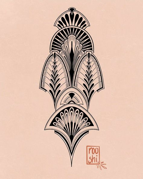 Art Nouveau Motif, Art Deco Tattoo, Range Design, Art Nouveau Tattoo, Motifs Art Nouveau, Nouveau Tattoo, Art Deco Elements, Bijoux Art Nouveau, Tattoo Henna