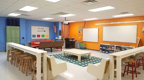 7 Outstanding K–8 Flexible Classrooms | Edutopia Classroom Seating Ideas, Classroom Seating Arrangements, Flexible Seating Classroom, Classroom Arrangement, Alternative Seating, Classroom Seating, Modern Classroom, Seating Ideas, Classroom Layout