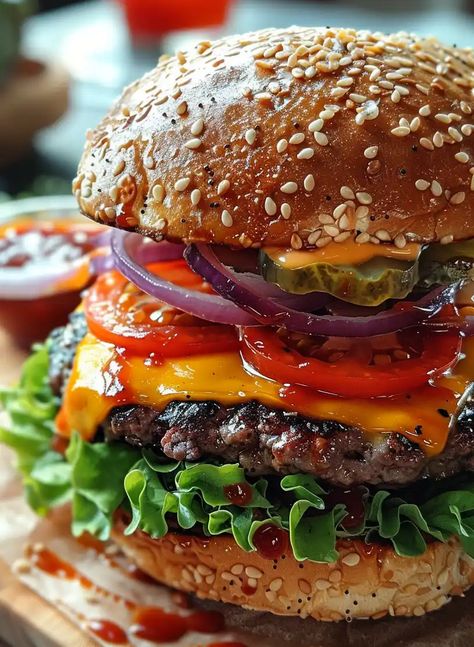 This BBQ Cheeseburger recipe is both delicious and easy for you to make. What's particularly great about it is how it brings together the classic flavors of a Burger Drawing, Salad Coleslaw, Delicious Burger Recipes, Bbq Burger, Classic Burger, Tzatziki Recipes, Cheeseburger Recipe, Crispy French Fries, Bbq Burgers