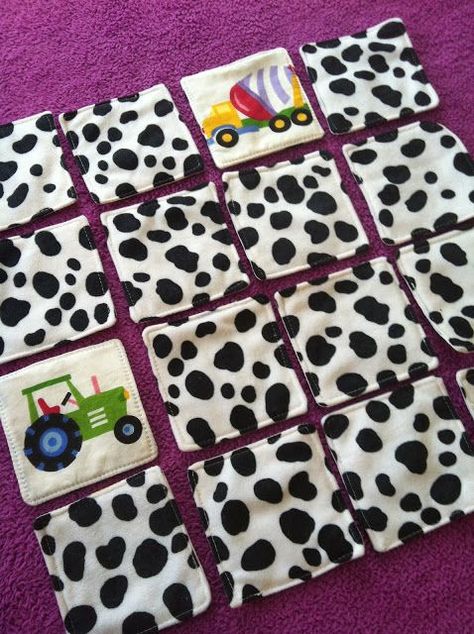 Toddler Memory Game: sewn from old sheet Homemade Toys, Baby Sewing Projects, Memory Game, Sewing Projects For Kids, Quiet Books, Sewing Toys, Sewing Projects For Beginners, Love Sewing, Sewing Gifts