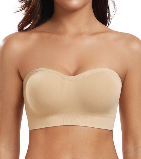 PRICES MAY VARY. Non-Slip: Lined with non-slip silicone strips along the top edges, this wirefree strapless bra stays securely in place all day. It is a comfortable strapless bra for women. Multiway Wearing: The bandeau bra is equipped with both regular straps and clear straps. It can be worn in multiple configurations, including strapless, halter, cross-back, and traditional styles. Material: This tube top bra is made of soft and elastic double-layer fabric, which can fit your body shape and pr Wireless Strapless Bra, Tube Top Bra, Tube Bra, Bra Outfit, Bra For Women, Traditional Styles, Top Bra, Future Clothes, Bandeau Bra