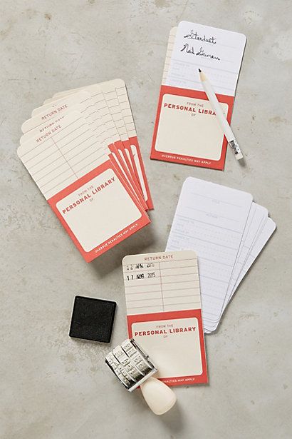 Diy Library, Anthropologie Diy, Library Cards, 3d Karakter, Personal Library, Cute Office, 카드 디자인, Stationary Design, Up Book