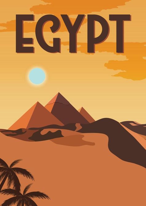 Egypt Vector Illustration Background Egypt Illustration Art, Egypt Graphic Design, Egypt Branding, Travel Poster Design Graphics, Egyptian Art Design, Egyptian Lifestyle, Egypt Poster Design, Pyramid Illustration, Egypt Background