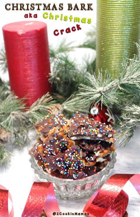 What's not to like about chocolate, caramel and pretzels. But watch out, this Christmas Bark easy to make & so addictive! Great for gift-giving too! via @2CookinMamas Christmas Toffee Bark, Recipe With Pretzels, Toffee Pretzel Bark, Christmas Cracker Toffee, Pretzel Toffee Recipe, Pretzels Christmas, Pretzel Toffee Bark, Pretzel Bark Recipes, Pretzel Christmas