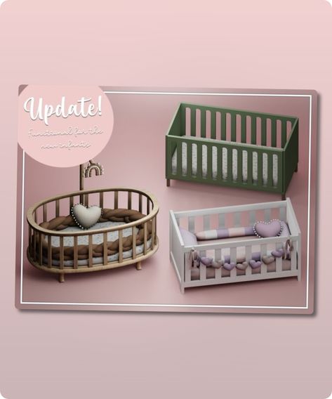 Sims 4 Bedroom CC: Functional Cribs For Infants Update Ts4 Infant Cc Furniture, Sims 4 Bedroom Cc, Update Bedroom, Toddler Bedroom Playroom, Carriage Bed, Infant Cc, Gaming Bedroom, Sims 4 Cc Download, Cc Furniture