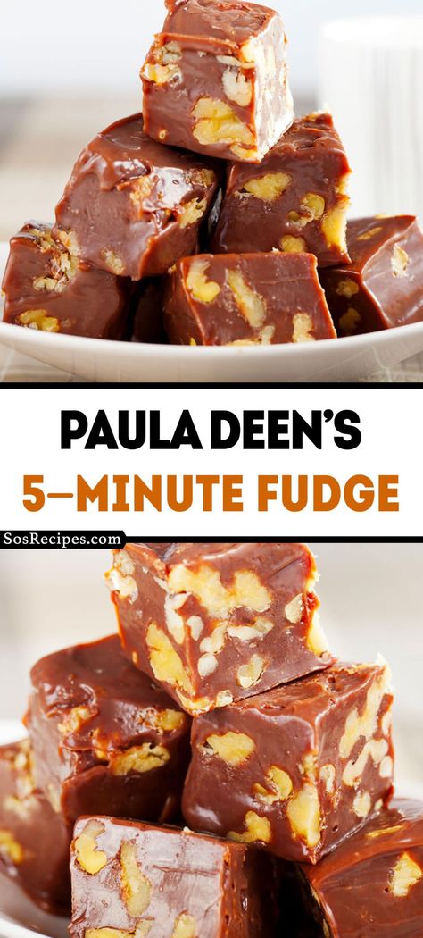 Paula Deen’s 5-Minute Fudge Recipe Paula Dean Fudge Recipe, Velveeta Fudge, Original Fantasy Fudge Recipe, Penuche Fudge, Fantasy Fudge Recipe, 5 Minute Fudge, 5 Minute Recipe, Kitchen Witch Recipes, Homemade Fudge Recipes