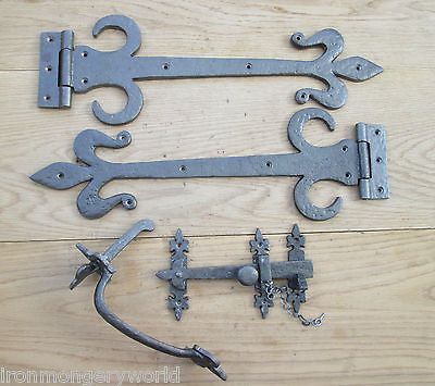 Hi In, Iron Door Hinges, Suffolk Cottage, Medieval Door, Suffolk Latch, Iron Hinges, Gate Hinges, Rustic Hardware, Blacksmith Projects