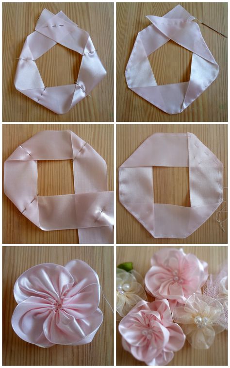 Ribbon Flowers Diy, Ribbon Flower Tutorial, Diy Flores, Fleurs Diy, Ribbon Craft, Ribbon Embroidery Tutorial, Fabric Flower Tutorial, Handmade Flowers Fabric, Cloth Flowers