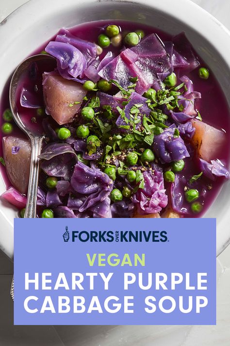 Purple Cabbage Soup Recipes, Purple Cabbage Soup, Cabbage Potato Soup, 7 Day Cabbage Soup Diet, Soup Hearty, Cabbage And Potatoes, Cabbage Soup Diet, Savory Herb, New Year's Food