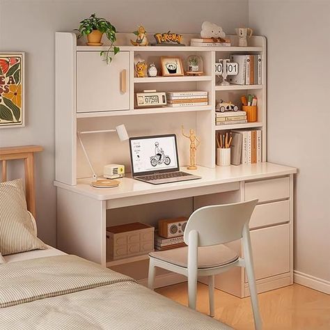 Industrial Wood Desk, Workspaces Design, Computer Table Design, Bookcase Modern, Study Table Designs, Study Desk Decor, White Desk Office, Study Room Design, Student Desk