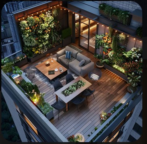 Townhouse With Rooftop Terrace, Large Balcony Ideas Terraces, Large Outdoor Balcony Ideas, Pent House Terrace, Rooftop Terrace Design Penthouses, Large Deck Decorating Ideas, Penthouse Terrace Ideas, Roof Top Terrace Designs, Large Balcony Ideas