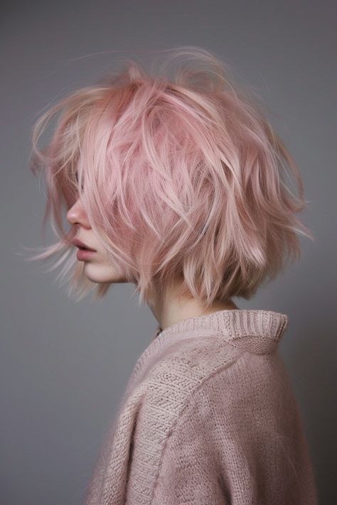 Dive into vibrant pink hair ideas, including everything from gentle pastels to striking neon shades. Click for more ideas. Pink Wolfcut Hair, Pink Shadow Root, Bob Pink Hair, Pink Aesthetic Hair, Pink Hair Bob, Vibrant Pink Hair, Soft Pink Hair, Cotton Candy Pink Hair, Pink Short Hair