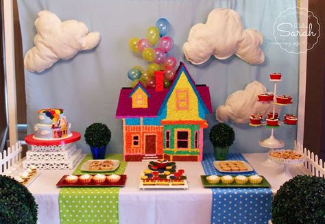 Fantastic dessert table at an Up birthday party! See more party ideas at CatchMyParty.com! Disney Up Dessert Table, Fantastic Dessert, Senior Breakfast, Up Birthday Party, Dessert Table Backdrop, 1st Birthday Party For Girls, Monster Inc, Dessert Table Decor, Volunteer Appreciation