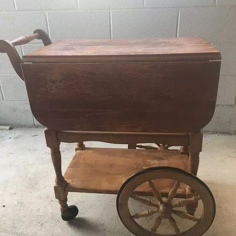 Re-purposed Tea Cart | Hometalk Antique Tea Cart, Antique Bar Carts, Vintage Tea Cart, Wood Cart, Maple Bars, Wood Bar Cart, Old Fashioned Drink, Wooden Cart, Cart Ideas