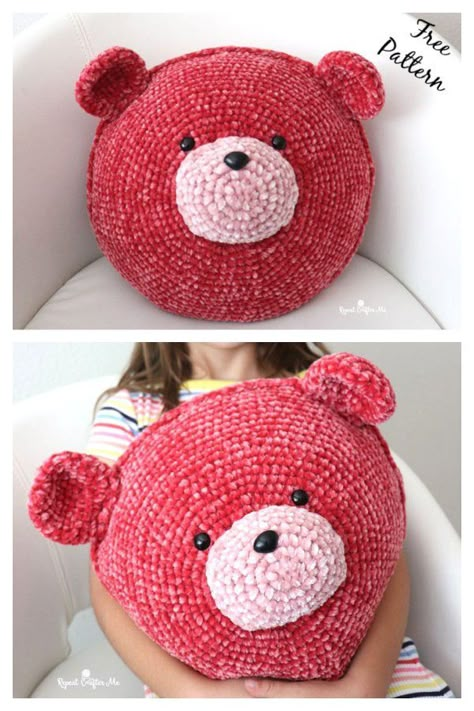 Bear Pillow Free Crochet Pattern Crochet Bear Pillow Pattern Free, Crochet Squish Pattern Free, Free Crochet Pillow Patterns Easy, Amigurumi Pillow Free Pattern, Crochet Squishmallow Pattern Free, Crochet Animal Pillow, Crochet Pillow Free Pattern, Crochet Pillow Pattern Free, Crochet Squishmallow