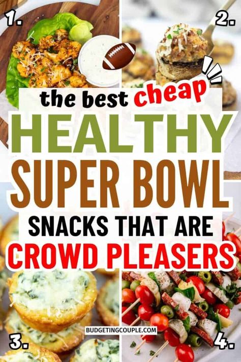 Planning a cheap game day feast? This post has the best game day appetizers to satisfy fans of all ages. With make ahead tailgate food and easy fast snack recipes, you’ll be ready to keep the excitement going all game long. Packed with good football food and inexpensive game day recipes, these picks are sure to bring everyone back for seconds. Superball Party Food, Super Bowls Recipes, Healthier Game Day Food, Bowl Game Food, Football Game Food Ideas Meals, Superbowl Healthy Food, Cheap Super Bowl Party Food, Food For A Large Crowd Party, Healthy Meals For A Crowd