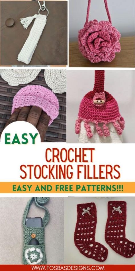 Crochet Christmas Stocking Fillers - Fosbas Designs Quick And Easy Crochet Christmas Stocking, Simple Crochet Christmas, Easy Crochet Christmas Stocking, Easy Crochet Christmas, Crochet Beret Pattern, Stocking Fillers For Men, Quick Christmas Gifts, Stocking Fillers For Kids, Beret Pattern