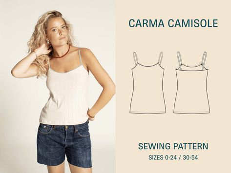 Women’s sewing patterns | Wardrobe By Me - We love sewing! – Page 3 Camisole Pattern Free, Camisole Sewing Pattern, Camisole Pattern, Pattern Sheets, Women's Sewing Patterns, Pattern Printable, Womens Sewing Patterns, Pattern Pieces, Sewing Skills