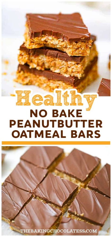 Healthy Chocolate Peanut Butter Oatmeal Bars Gluten Free Peanut Butter Oatmeal Bars, Homemade Peanut Butter Bars Healthy, Peanut Butter Oatmeal Squares, Peanut Butter Oat Bar, Quick Oats Bars, Oat Peanut Butter Bars Healthy, Low Carb Oatmeal Bars, Homemade Bars Healthy, Lightly Sweet Desserts