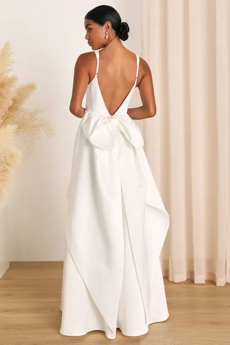 satin maxi dress - Lulus Search Long Sleeve White Dress Short, Bow Wedding Dress, Rush Dresses, Random Videos, Silky Dress, White Dresses For Women, Backless Maxi Dresses, Gala Dresses, Satin Maxi Dress